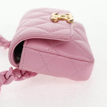 Chanel Flat CC Crossbody Bag Leather, PINK, LEATHER, Crossbody bag