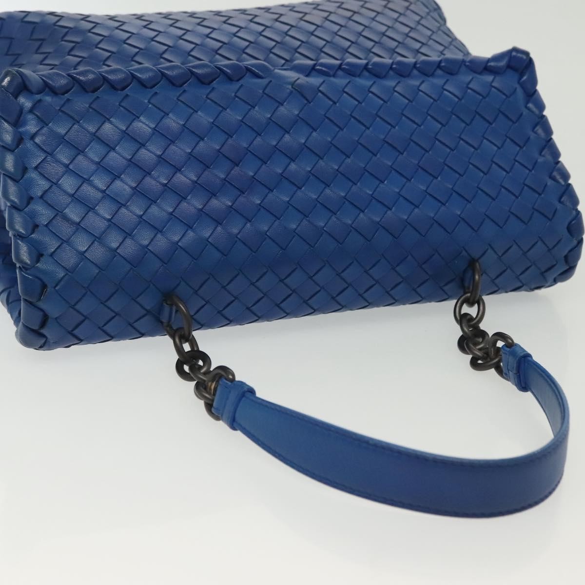 Bottega Veneta Olimpia Shoulder Bag Intrecciato Nappa, BLUE, LEATHER, Shoulder bag