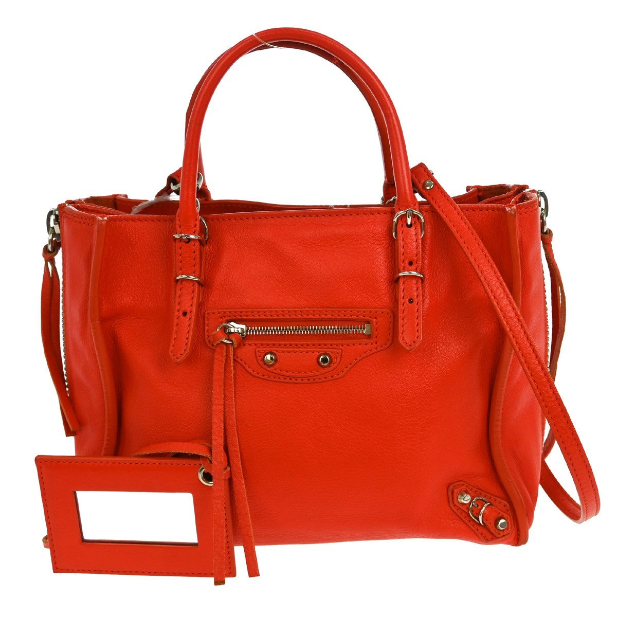 Balenciaga Papier A6 Zip Around Classic Studs Bag Leather, RED, LEATHER, Tote bag