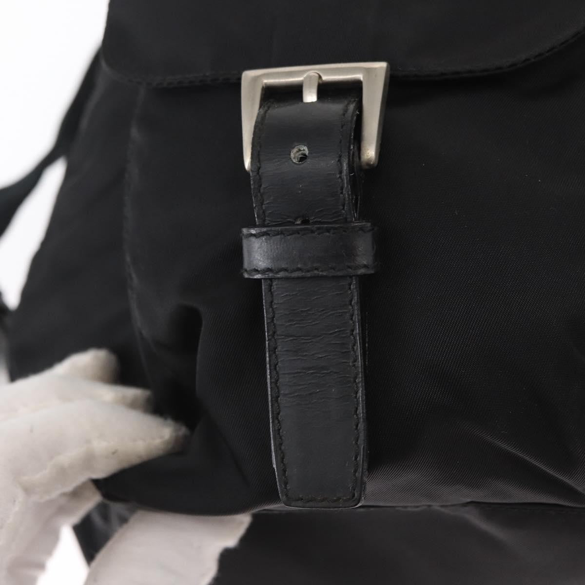 Prada Vela Double Front Pocket Backpack Tessuto with Saffiano Leather, BLACK, NYLON, Backpack