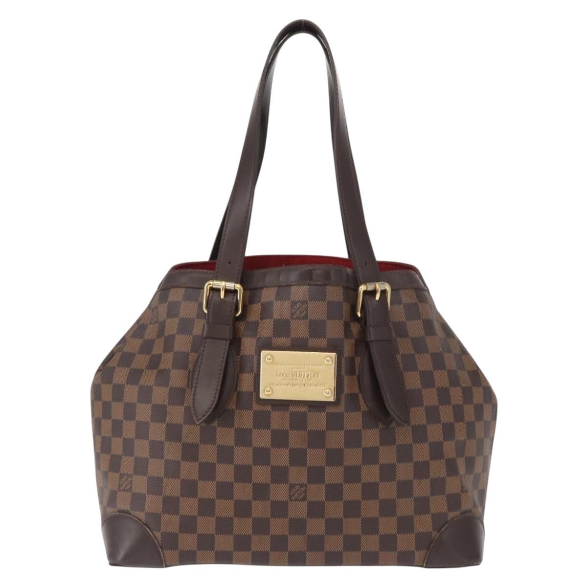 Louis Vuitton Hampstead Handbag Damier, BROWN, CANVAS, Tote bag