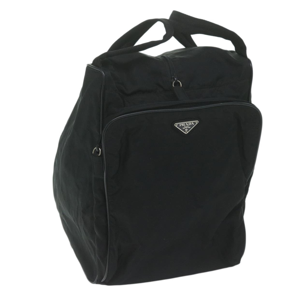 Prada Vintage Zip Handbag Tessuto, BLACK, NYLON, Handbag
