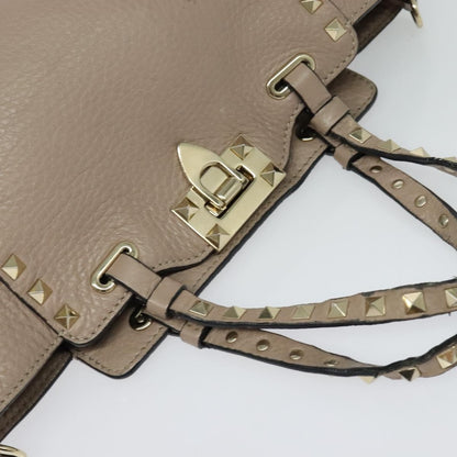 Valentino Garavani Rockstud Tote Pebbled Leather, BEIGE, LEATHER, Tote bag