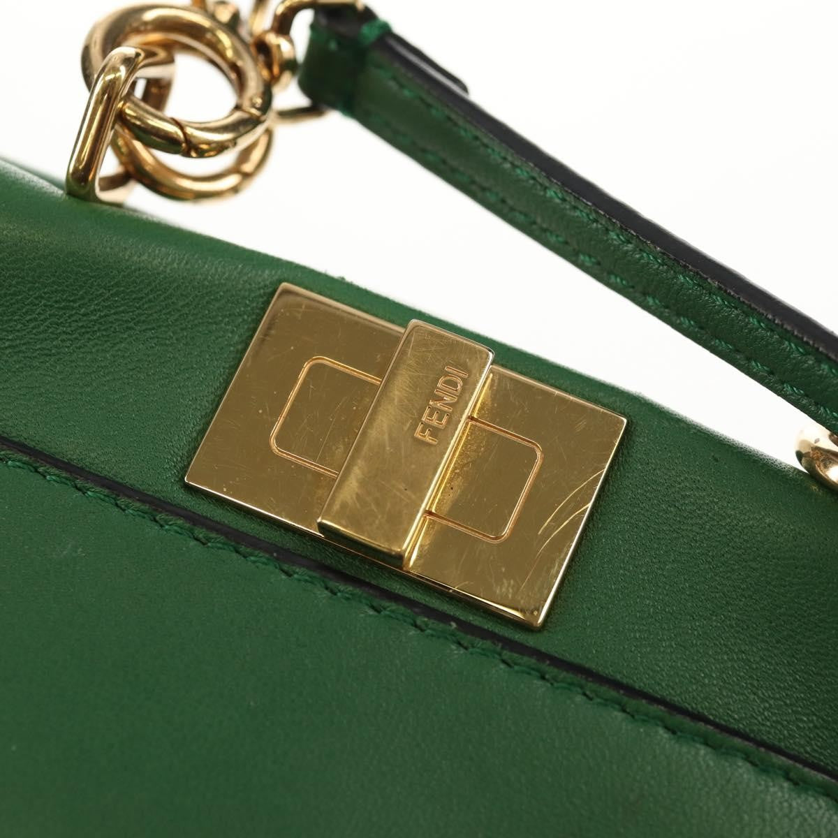 Fendi Peekaboo Bag Leather, GREEN, LEATHER, Handbag