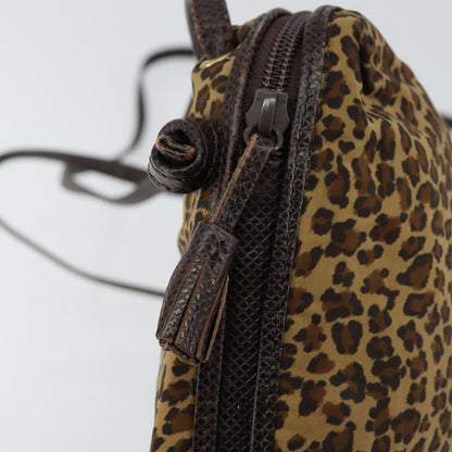 Bottega Veneta Vintage Shoulder Bag Leopard Print, BROWN, NYLON, Shoulder bag