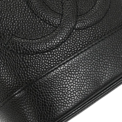 Chanel Vintage Timeless Cosmetic Case Caviar, BLACK, LEATHER, Clutche & pouche