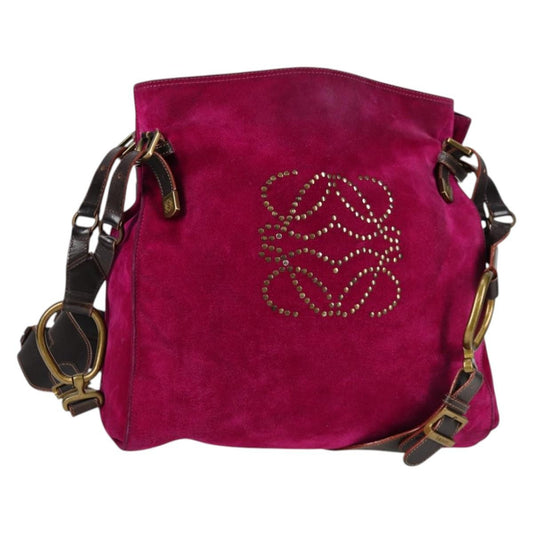 Loewe Anagram Shoulder Bag Suede, PURPLE, SUEDE, Shoulder bag