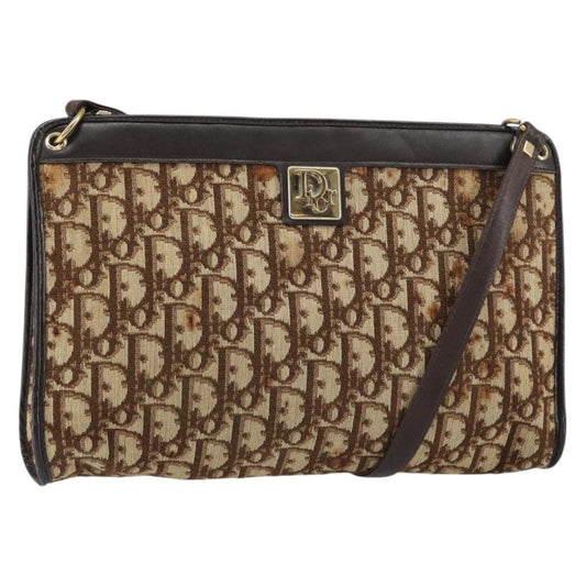Christian Dior Vintage Trotter Shoulder Bag Canvas, BEIGE, CANVAS, Shoulder bag