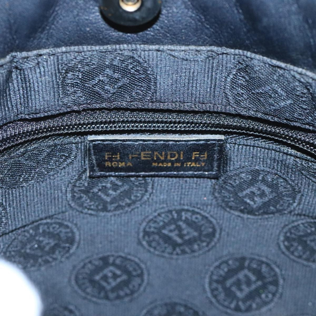 Fendi FF Logo Stamp Zip Pouch Printed Leather, BLACK, LEATHER, Shoulder bag