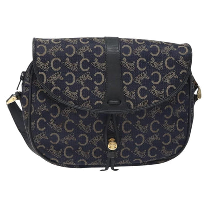 Celine C Sulky Shoulder bag Canvas and Leather, NAVY, CANVAS, Shoulder bag