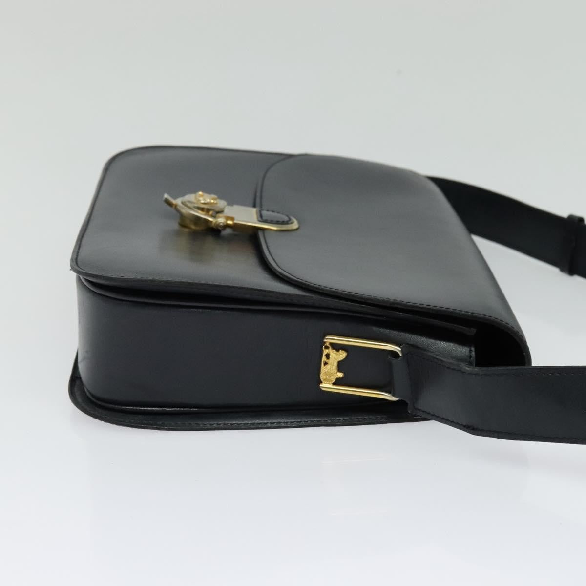 Celine Flap Shoulder Bag Leather, NAVY, LEATHER, Shoulder bag