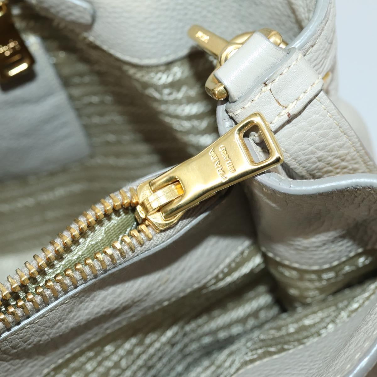 Prada Convertible Shopper Tote Vitello Daino, GRAY, LEATHER, Tote bag