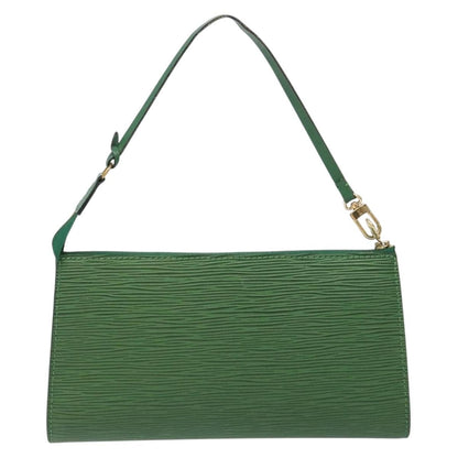 Louis Vuitton Pochette Accessoires Epi Leather, GREEN, LEATHER, Clutche & pouche