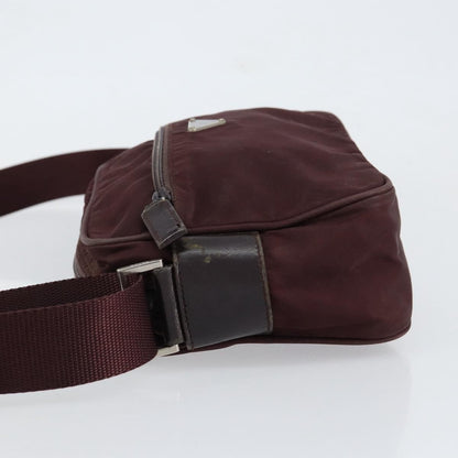 Prada Front Pocket Crossbody Bag Tessuto, BURGUNDY, NYLON, Shoulder bag