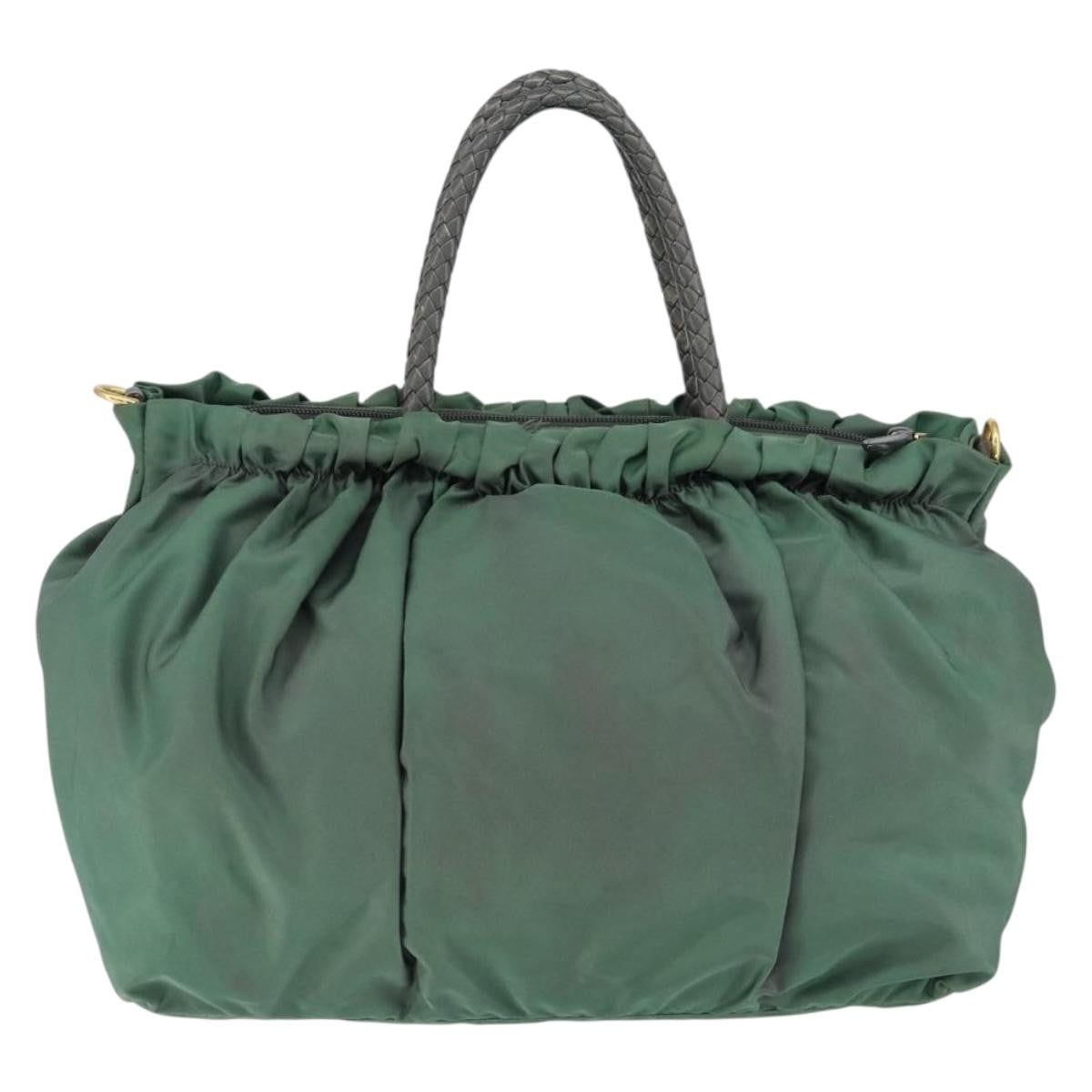 Prada Convertible Bow Tote Tessuto, Green, Nylon, Handbag