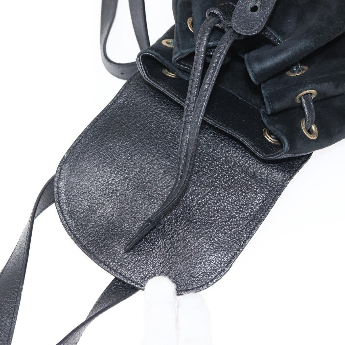 Gucci Vintage Bamboo Backpack Suede, BLACK, SUEDE, Backpack