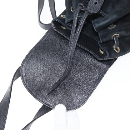 Gucci Vintage Bamboo Backpack Suede, BLACK, SUEDE, Backpack