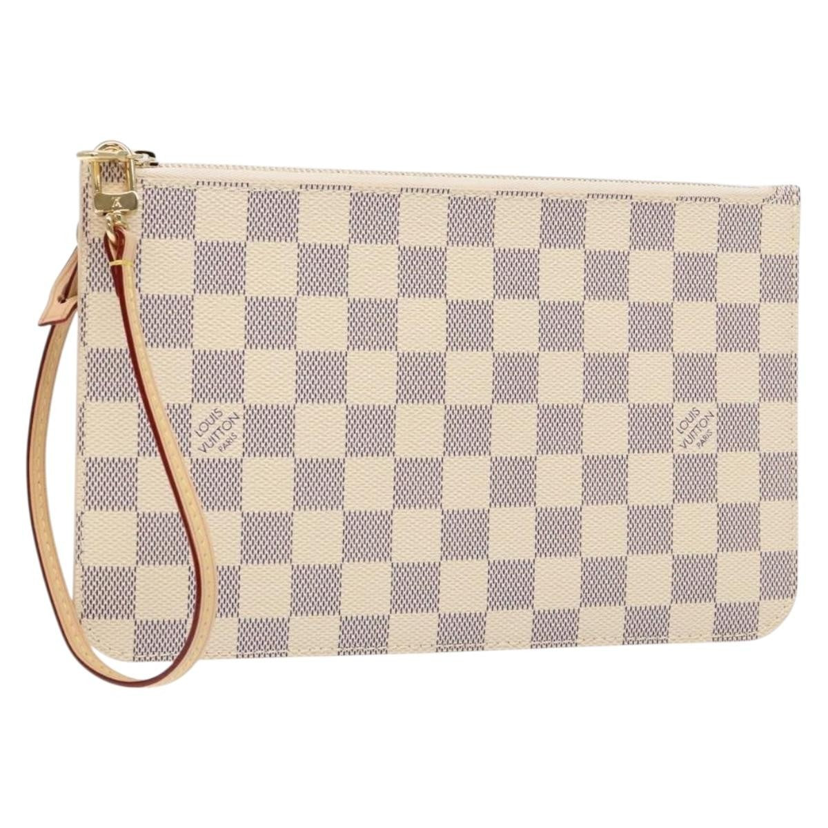 Louis Vuitton Neverfull Pochette Damier, WHITE, CANVAS, Tote bag