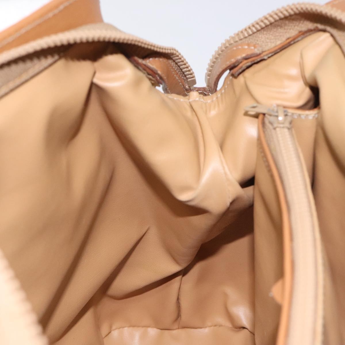 Celine Vintage Macadam Shoulder Bag Canvas and Leather, BEIGE, CANVAS, Shoulder bag