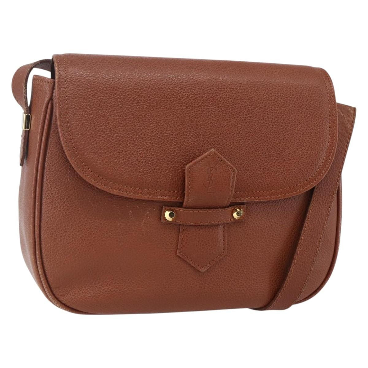 Saint Laurent Vintage Shoulder Bag Leather, BROWN, LEATHER, Shoulder bag