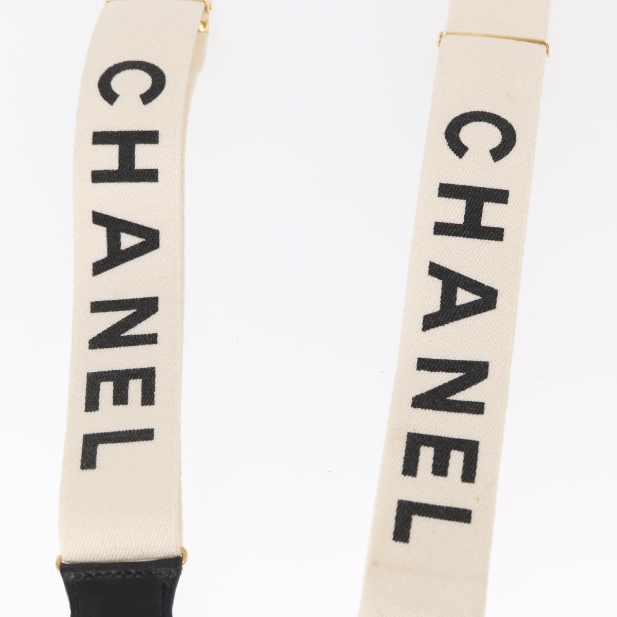 Chanel Logo Suspenders Canvas, WHITE, CANVAS, Belts
