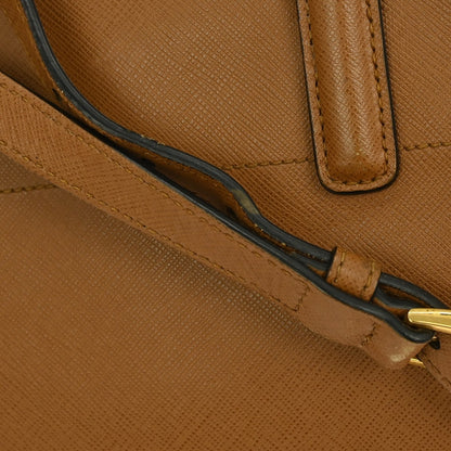 Prada Soft Triple Pocket Convertible Tote Saffiano Leather, BROWN, LEATHER, Tote bag