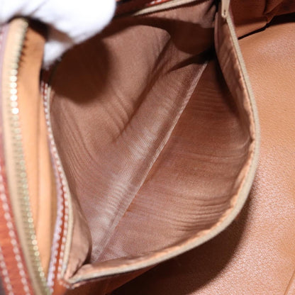 Celine Macadam Handbag Macadam with leather, BROWN, CANVAS, Handbag