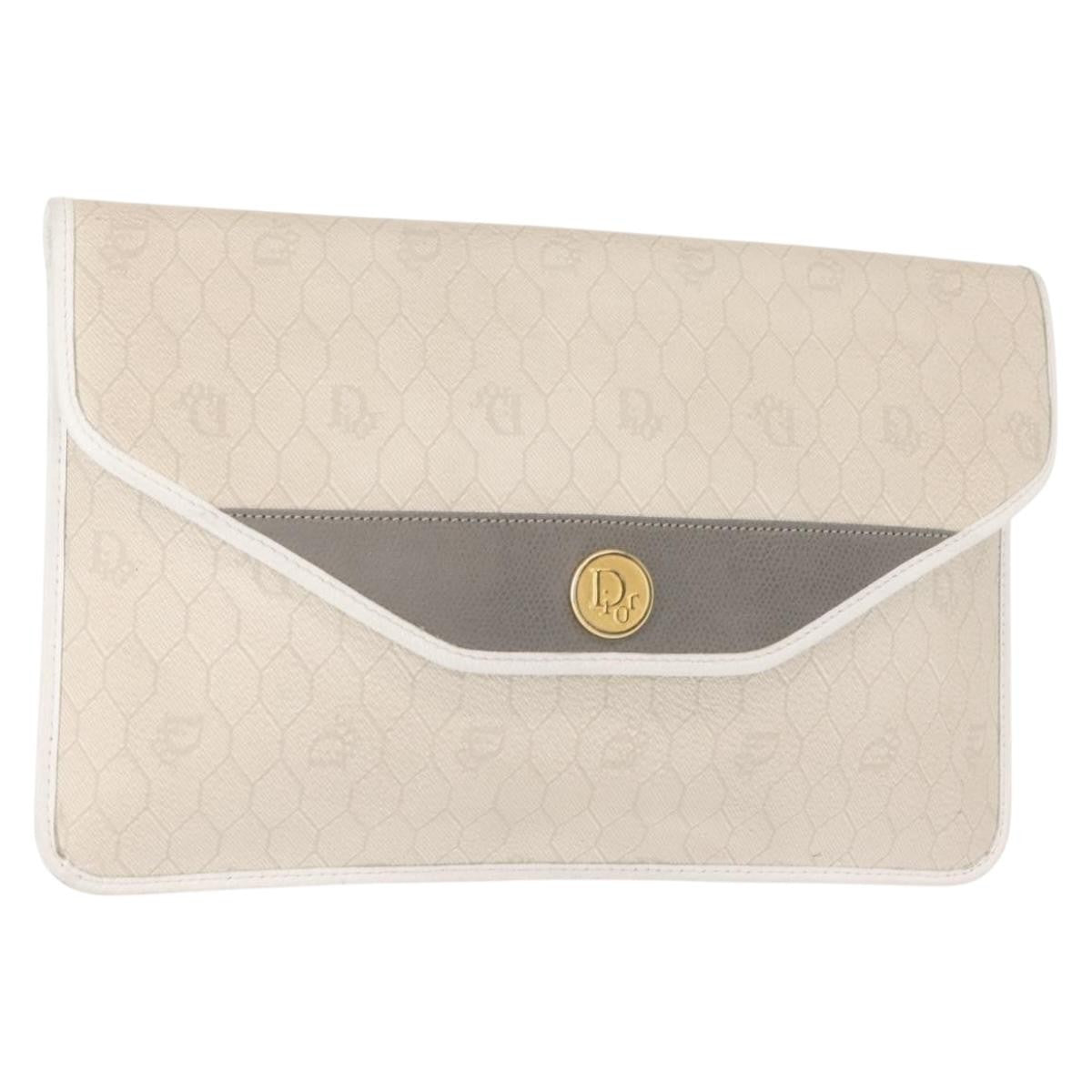 Christian Dior Vintage honeycomb clutch Canvas, WHITE, CANVAS, Clutche & pouche