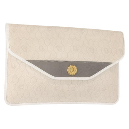 Christian Dior Vintage honeycomb clutch Canvas, WHITE, CANVAS, Clutche & pouche