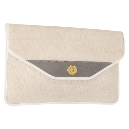 Christian Dior Vintage honeycomb clutch Canvas, WHITE, CANVAS, Clutche & pouche