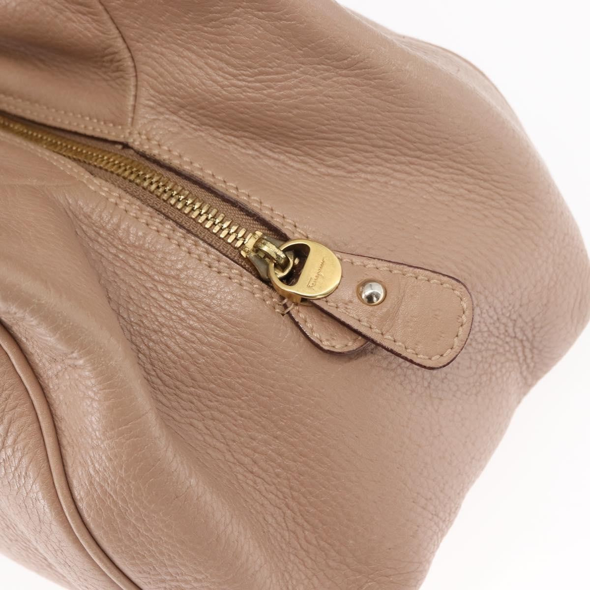 Salvatore Ferragamo Gancini handbag Leather, BEIGE, LEATHER, Handbag