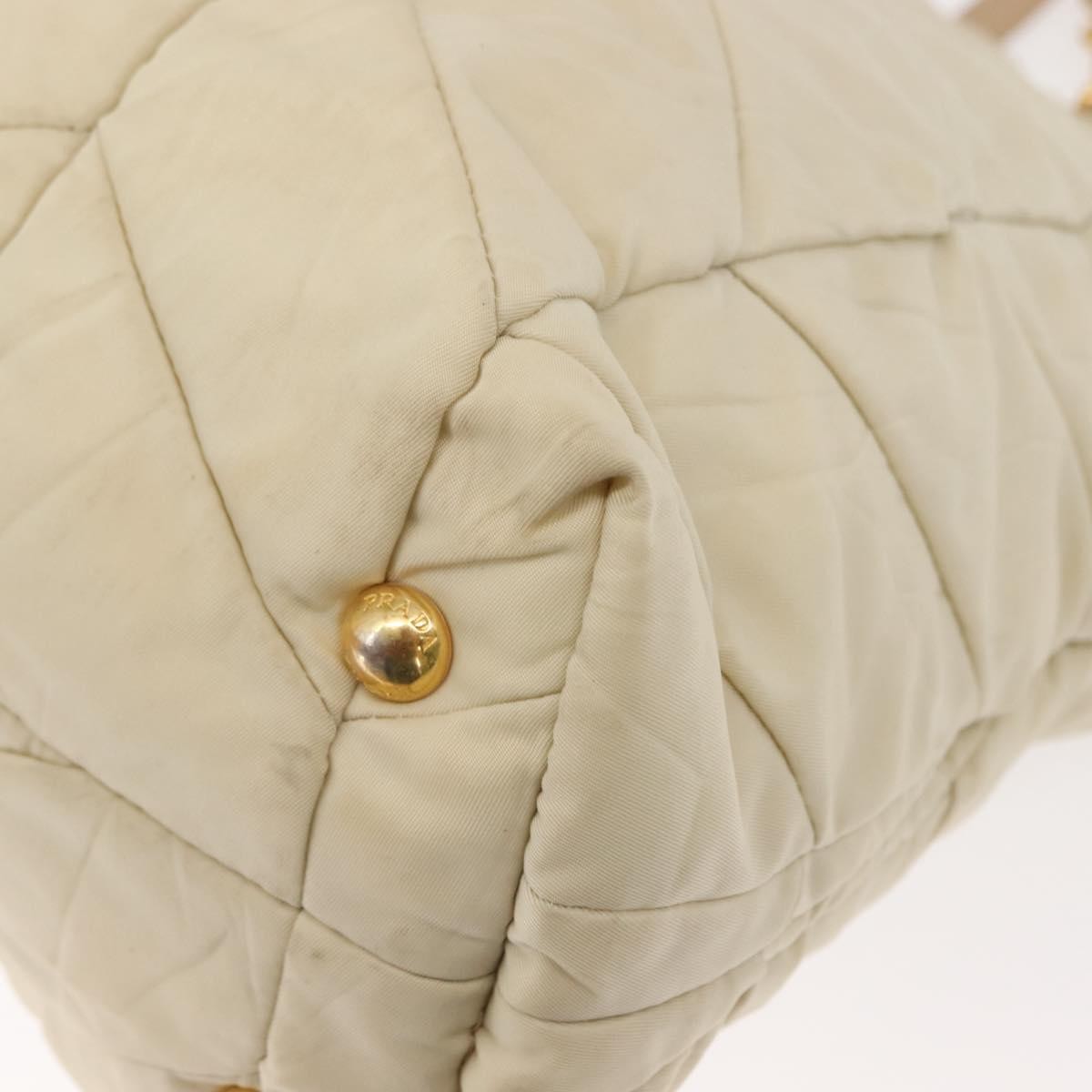 Prada Chain Front Zip Tote Quilted Tessuto, BEIGE, NYLON, Tote bag