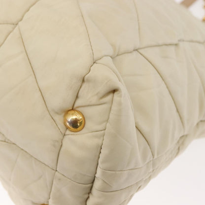 Prada Chain Front Zip Tote Quilted Tessuto, BEIGE, NYLON, Tote bag