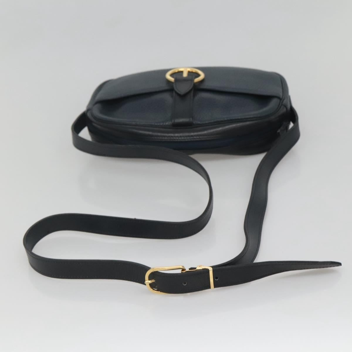 Christian Dior Vintage Flap Crossbody Bag Leather, NAVY, LEATHER, Shoulder bag