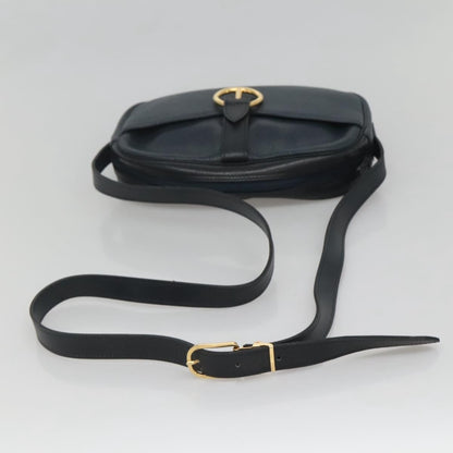 Christian Dior Vintage Flap Crossbody Bag Leather, NAVY, LEATHER, Shoulder bag