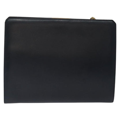 Salvatore Ferragamo Vintage Gancini Chain Shoulder Bag Leather, NAVY, LEATHER, Shoulder bag