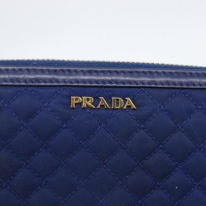 Prada Zip Around Organizer Wallet Saffiano Leather with Applique, BLUE, LEATHER, Wallets