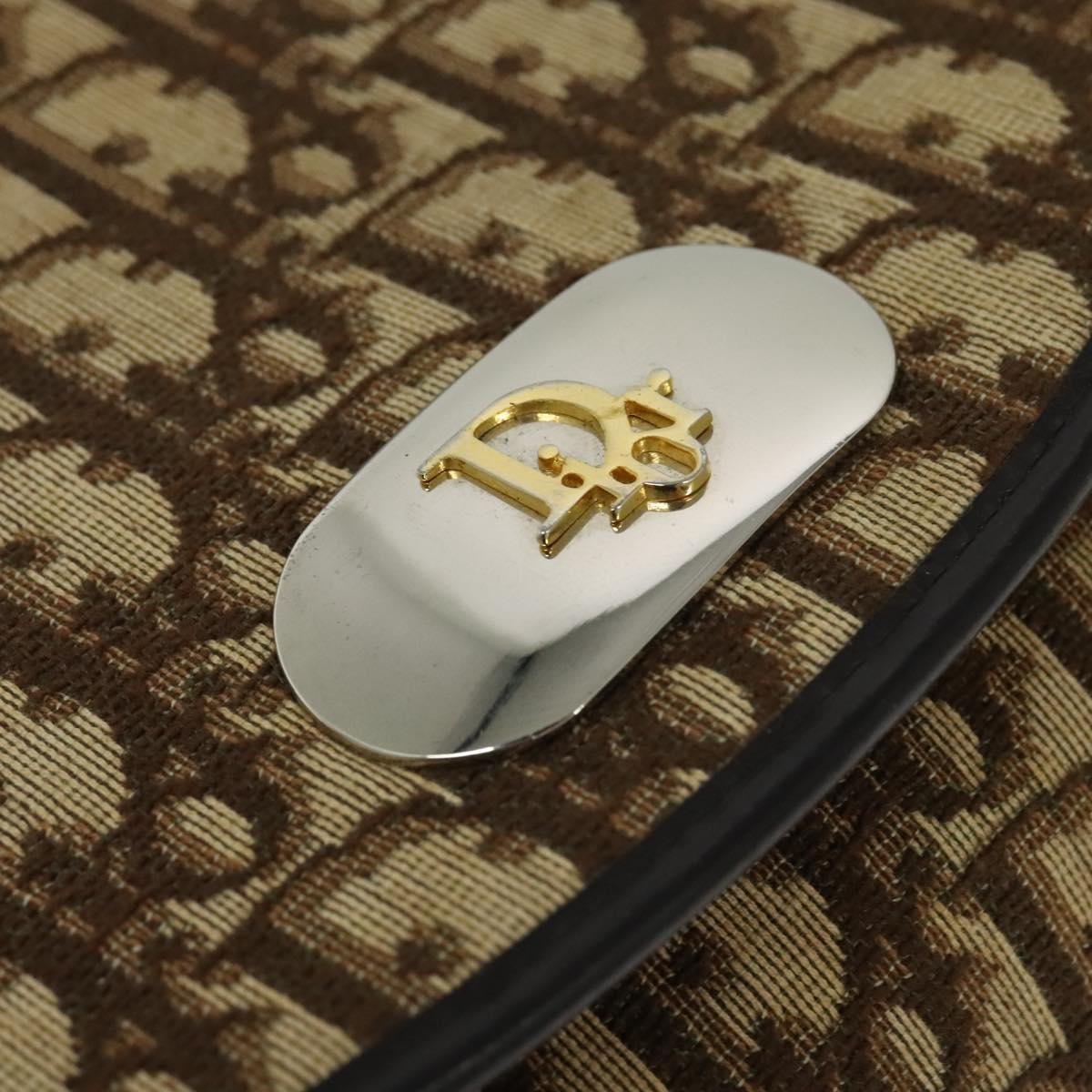 Christian Dior Vintage Flap Crossbody Bag Canvas, BROWN, CANVAS, Shoulder bag