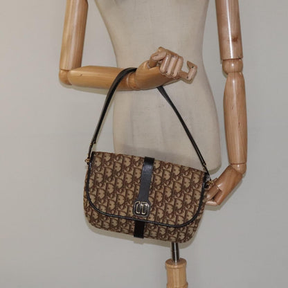 Christian Dior Vintage CD Flap Shoulder Bag Canvas, BROWN, CANVAS, Shoulder bag