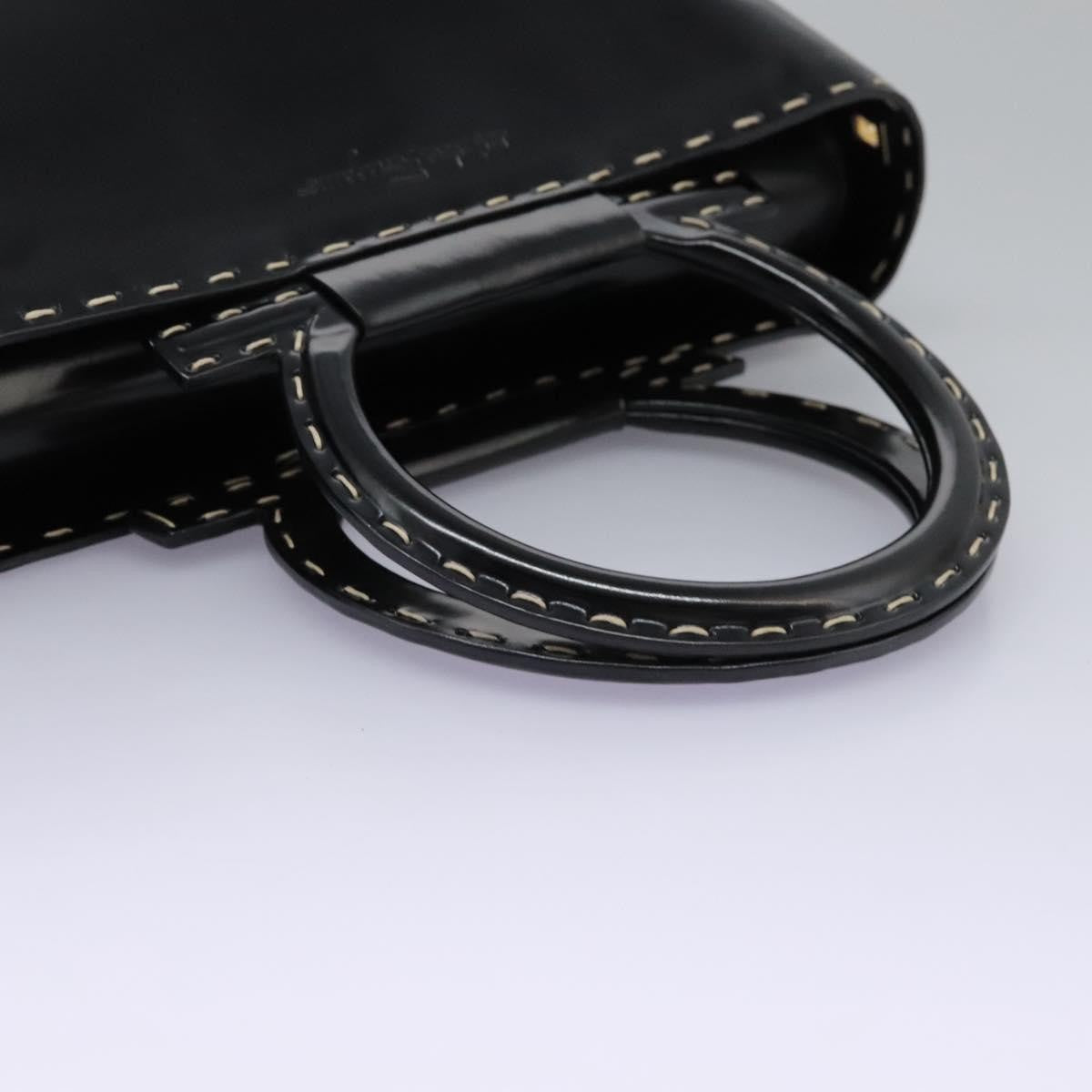 Salvatore Ferragamo Gancini handbag Patent leather, BLACK, PATENT_LEATHER, Handbag