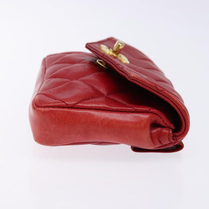 Chanel Vintage CC Flap Waist Bag Quilted Leather, RED, LEATHER, Clutche & pouche