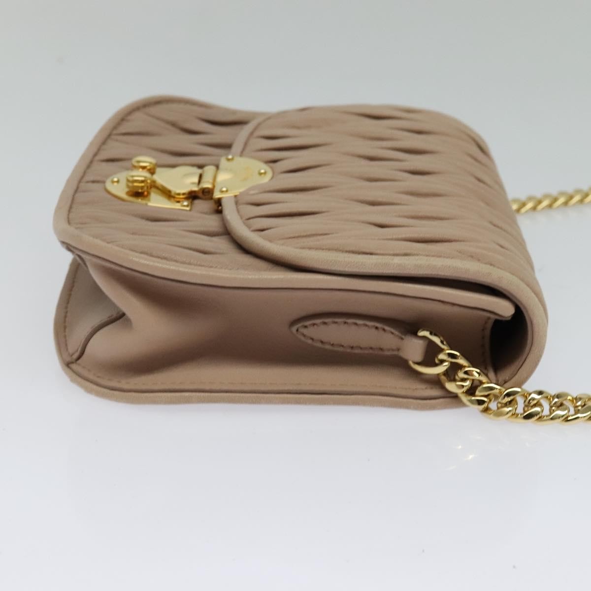 Miu Miu Chain Flap Crossbody Bag Matelasse Leather, BEIGE, LEATHER, Crossbody bag