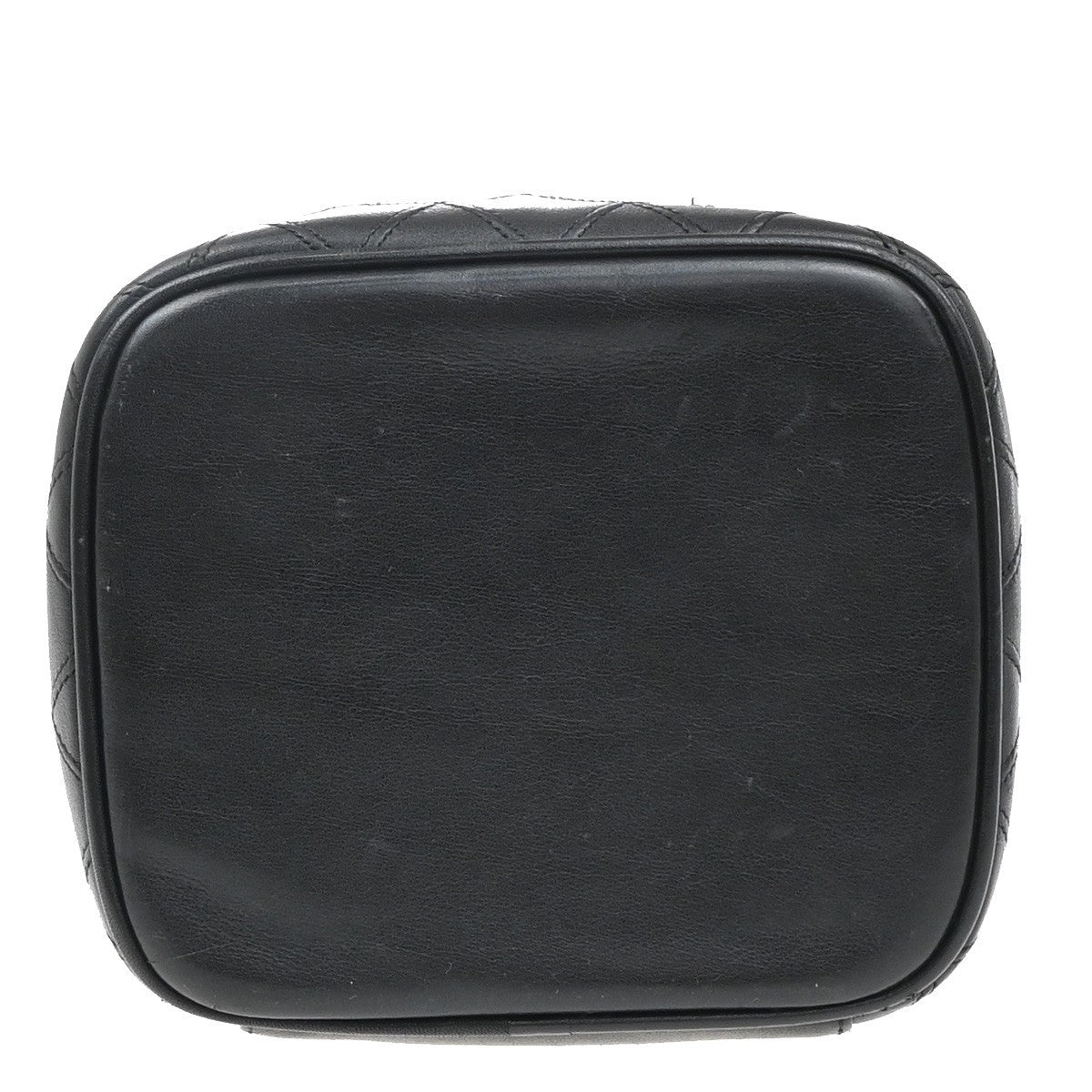 Chanel Vintage Cosmetic Case Leather, BLACK, LEATHER, Handbag