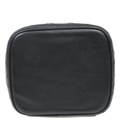 Chanel Vintage Cosmetic Case Leather, BLACK, LEATHER, Handbag