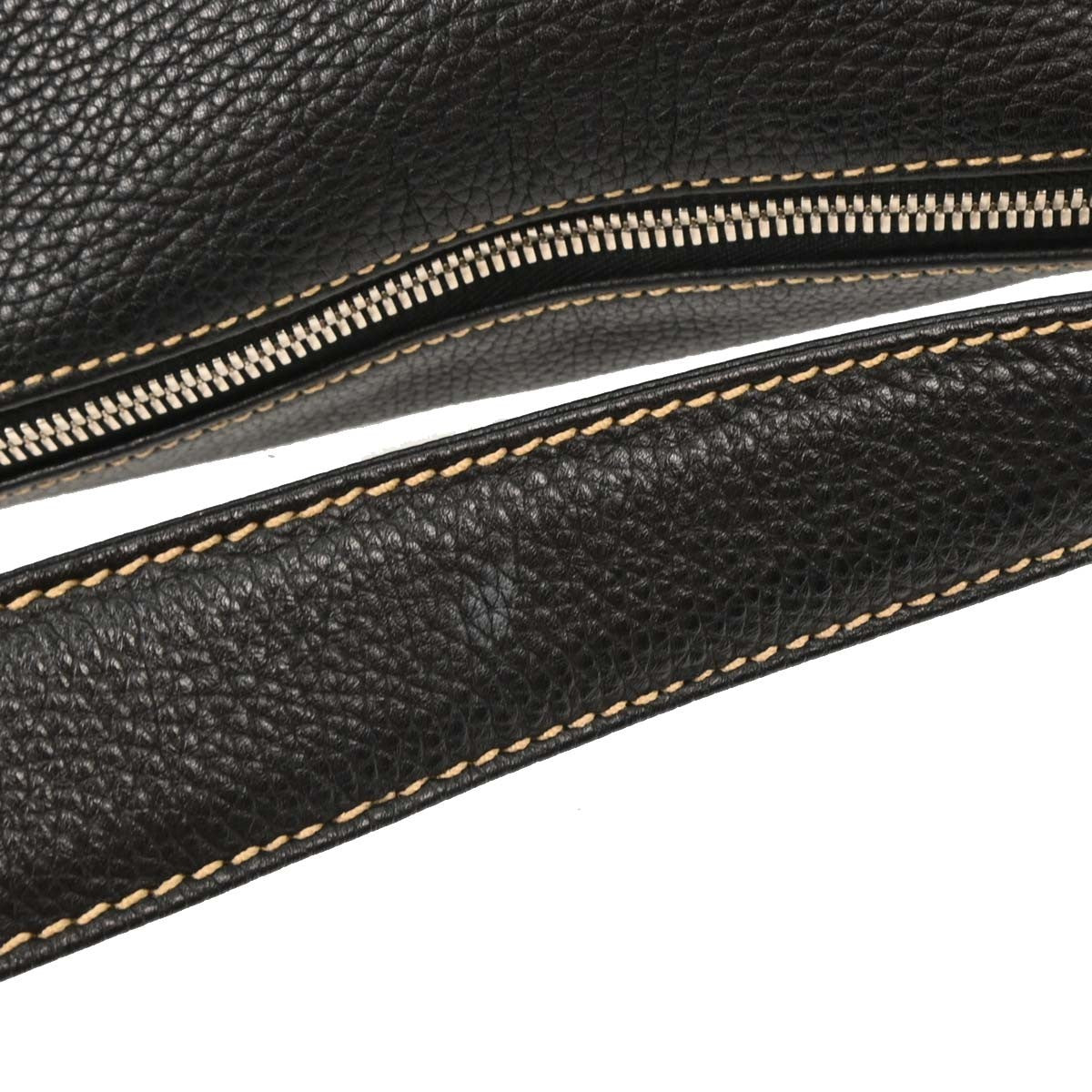 Chanel Lax Front Zip Bag Pebbled Leather, BLACK, LEATHER, Shoulder bag