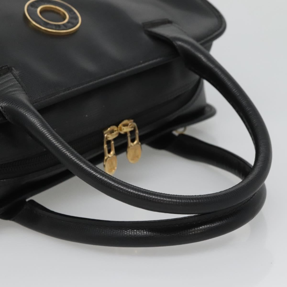Celine Circle Logo Handbag Leather, BLACK, LEATHER, Handbag