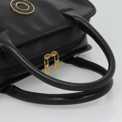 Celine Circle Logo Handbag Leather, BLACK, LEATHER, Handbag
