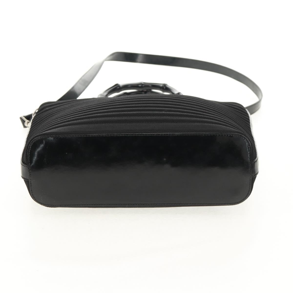 Gucci Vintage Bamboo Handle Bag Nylon, BLACK, NYLON, Handbag