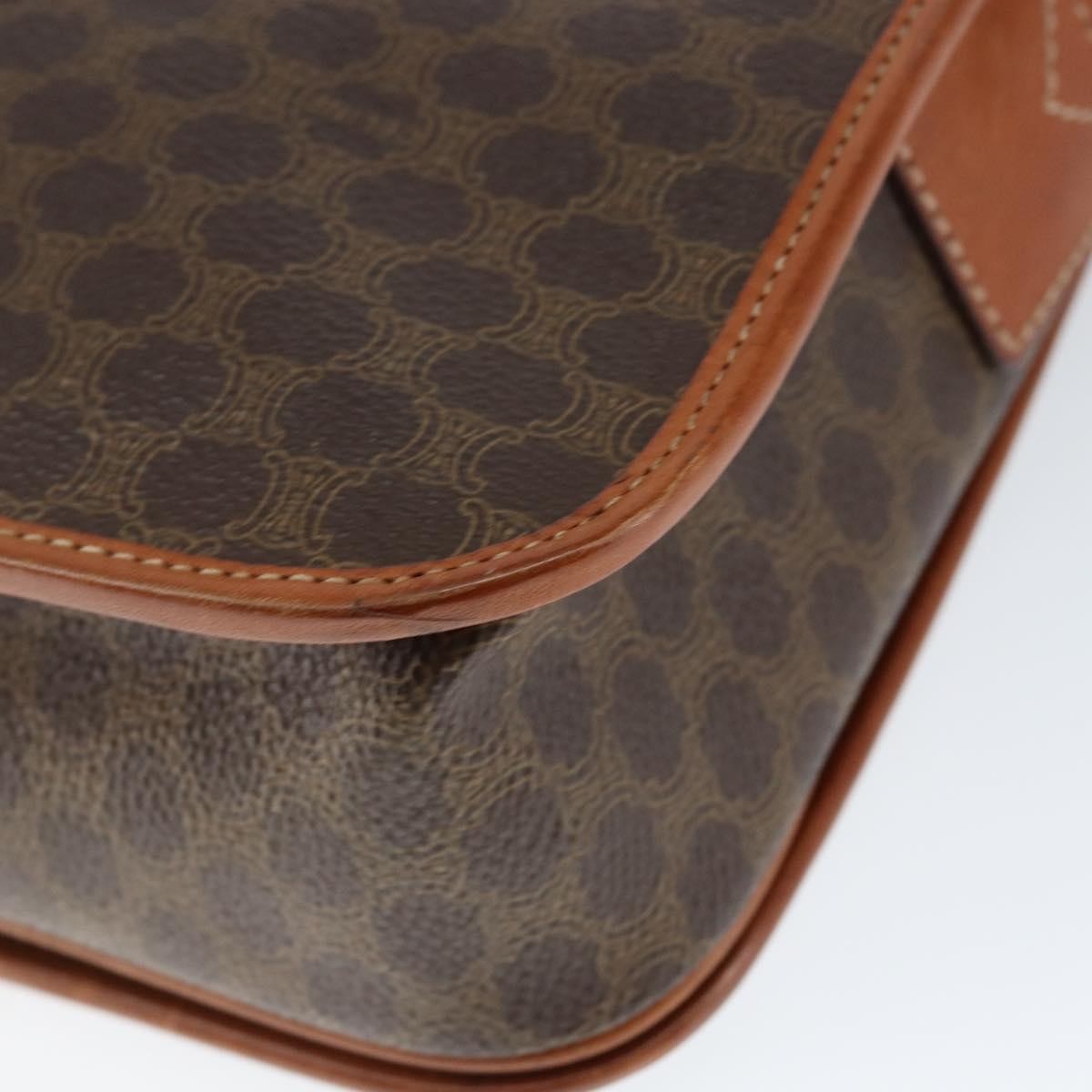 Celine Vintage Macadam Shoulder Bag Canvas and Leather, BROWN, CANVAS, Shoulder bag