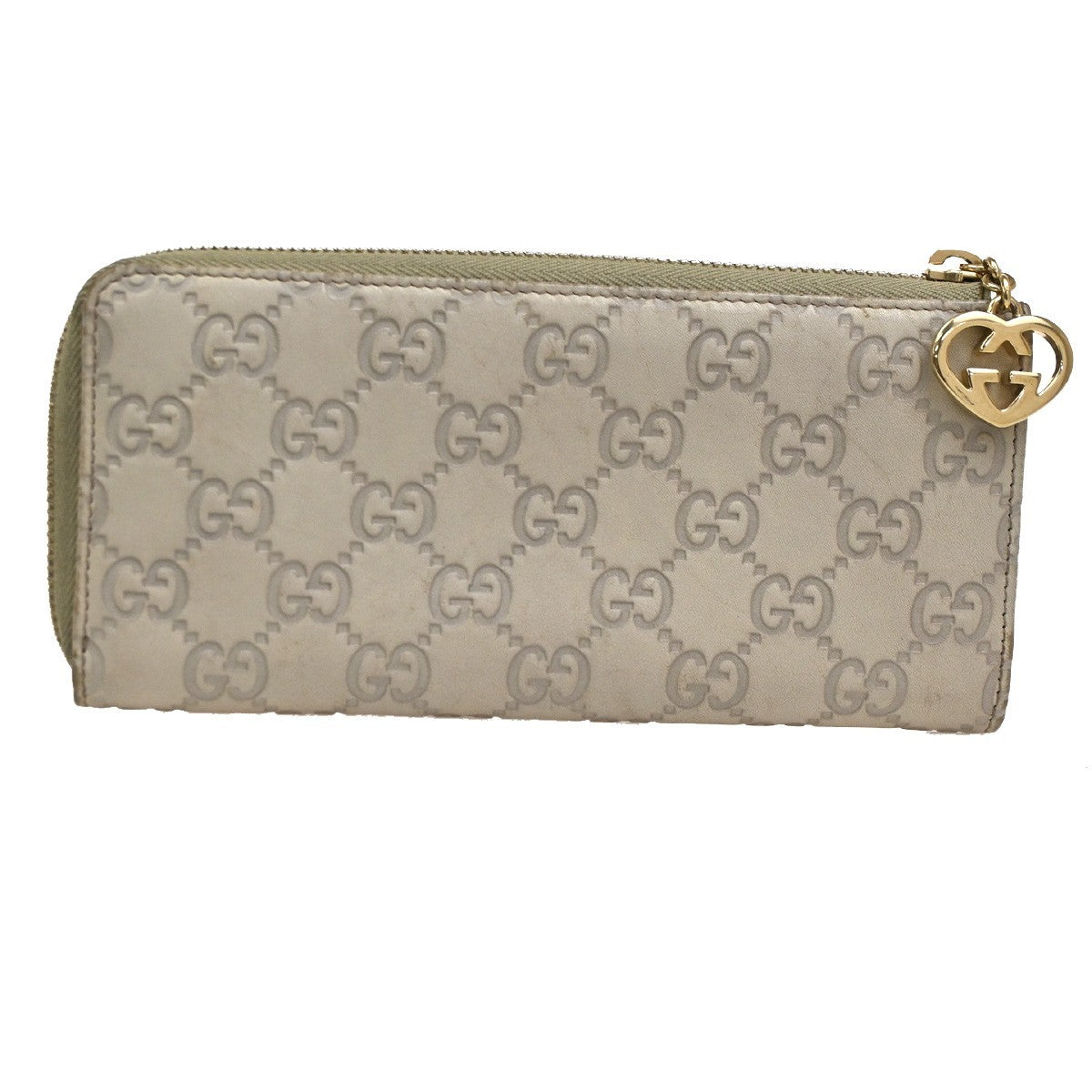 Gucci Interlocking G Zip Around Wallet (Outlet) Leather, Beige, Leather, Wallet